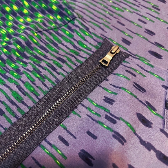 T Tahari Dress S 8 Purple, Blue, Navy, Green Sheath Patterned Professional Work - Picture 13 of 15